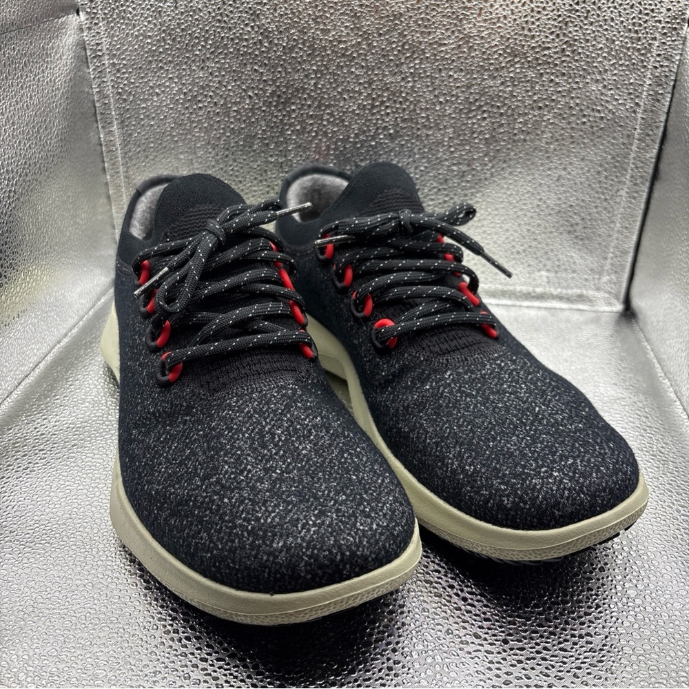 allbirds Men’s Black Knit Sneakers with Red Eyelets